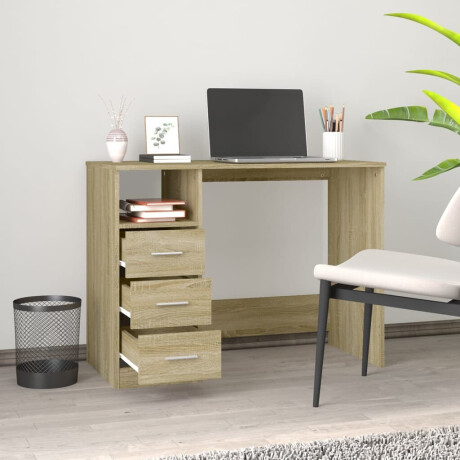 vidaXL Bureau met lades 102x50x76 cm bewerkt hout sonoma eikenkleurig afbeelding3 - 1