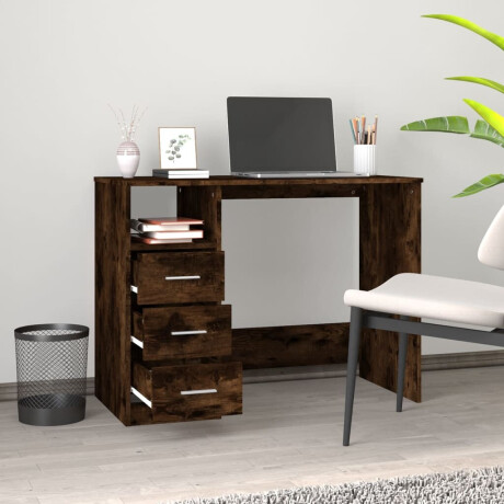 vidaXL Bureau met lades 102x50x76 cm bewerkt hout gerookt eikenkleurig afbeelding3 - 1