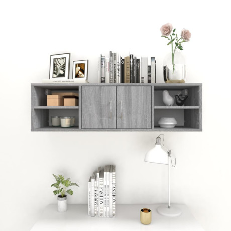 vidaXL Wandschap 102x30x29 cm bewerkt hout grijs sonoma eikenkleurig afbeelding3 - 1