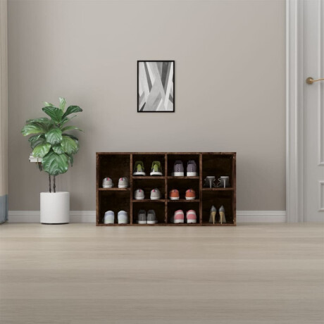 vidaXL Schoenenbank 103x30x55 cm bewerkt hout gerookt eikenkleurig afbeelding3 - 1