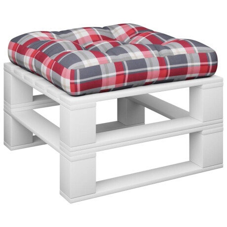 vidaXL Palletkussen 50x50x12 cm stof ruitpatroon rood afbeelding3 - 1