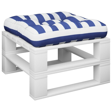 vidaXL Palletkussen gestreept 50x50x12 cm stof blauw en wit afbeelding3 - 1