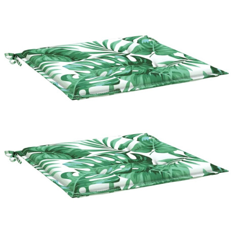 vidaXL Stoelkussens 2 st bladpatroon 40x40x3 cm stof afbeelding3 - 1