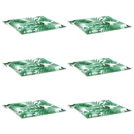 vidaXL Stoelkussens 6 st bladpatroon 40x40x3 cm stof afbeelding3 - 1