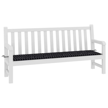 vidaXL Tuinbankkussen ruitpatroon 200x50x4 cm stof zwart afbeelding3 - 1