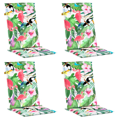 vidaXL Stoelkussens 4 st hoge rug stof meerkleurig afbeelding3 - 1