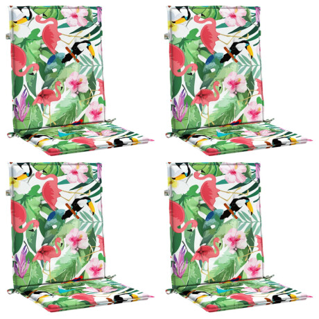 vidaXL Stoelkussens 4 st lage rug stof meerkleurig afbeelding3 - 1