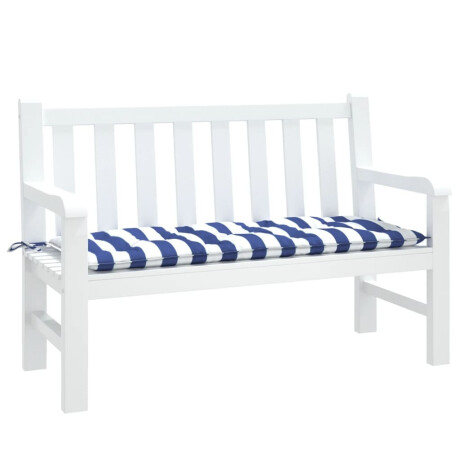vidaXL Tuinbankkussen gestreept 120x50x7 cm stof wit en blauw afbeelding3 - 1