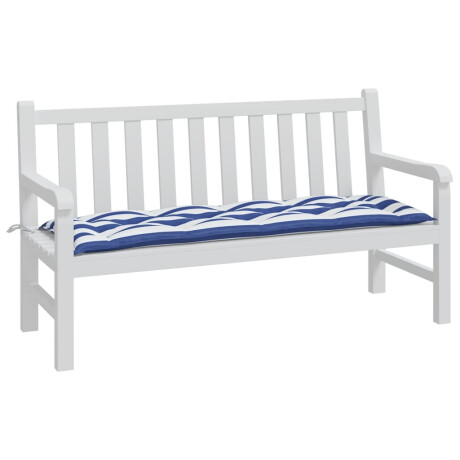 vidaXL Tuinbankkussen 150x50x7cm stof gestreept wit en blauw afbeelding3 - 1