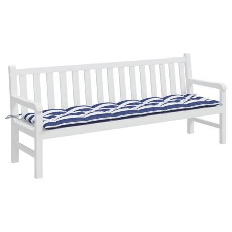 vidaXL Tuinbankkussen gestreept 200x50x7 cm stof wit en blauw afbeelding3 - 1