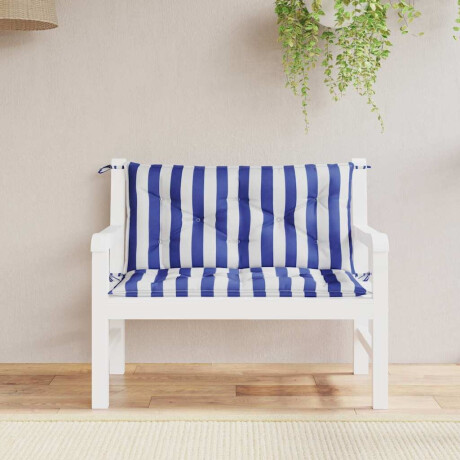 vidaXL Tuinbankkussens 2 st gestreept 100x50x7 cm stof wit en blauw afbeelding3 - 1