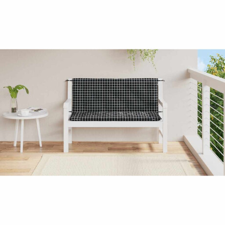 vidaXL Tuinbankkussens 2 st ruitpatroon 120x50x7 cm stof zwart afbeelding3 - 1