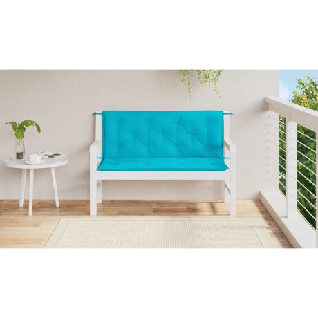 vidaXL Tuinbankkussens 2 st 120x50x7 cm stof turquoise afbeelding3 - 1