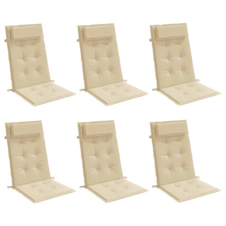 vidaXL Stoelkussens 6 st hoge rug oxford stof beige afbeelding3 - 1