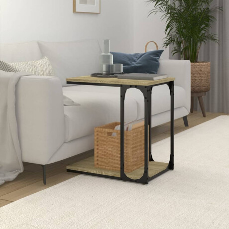vidaXL Bijzettafel 50x35x52 cm bewerkt hout sonoma eikenkleurig afbeelding3 - 1