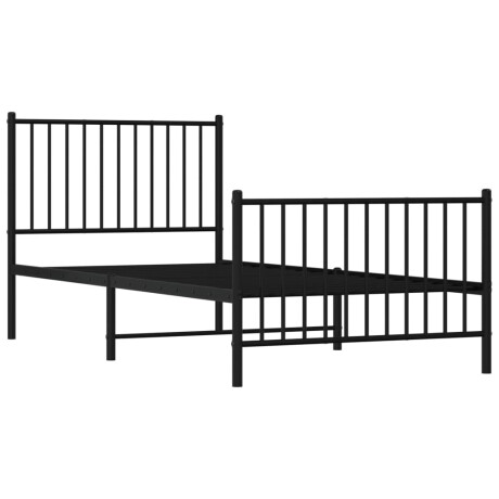 vidaXL Bedframe met hoofd- en voeteneinde metaal zwart 90x200 cm afbeelding3 - 1
