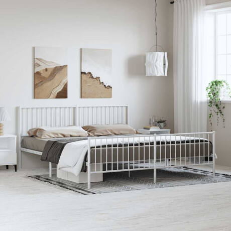 vidaXL Bedframe met hoofd- en voeteneinde metaal wit 183x213 cm afbeelding3 - 1