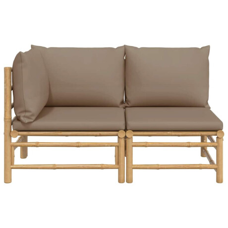 vidaXL 2-delige Loungeset met kussens bamboe taupe afbeelding3 - 1