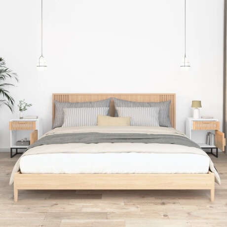vidaXL Nachtkastjes 2 st 40x30x55,5 cm bewerkt hout en ijzer wit afbeelding3 - 1