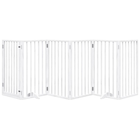 vidaXL Hondenhek inklapbaar met deur 6 panelen 300 cm populierhout wit afbeelding3 - 1