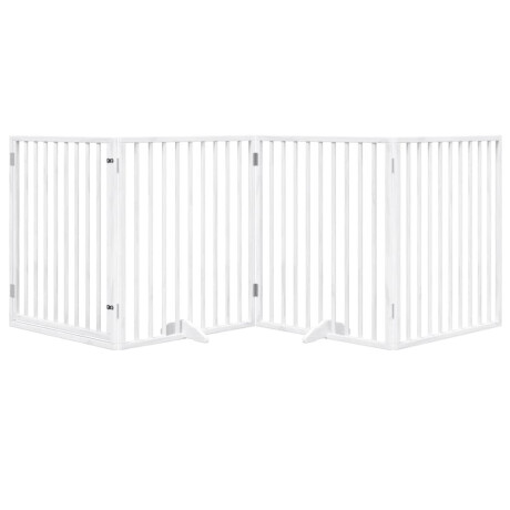 vidaXL Hondenhek inklapbaar met deur 4 panelen 320 cm populierhout wit afbeelding3 - 1