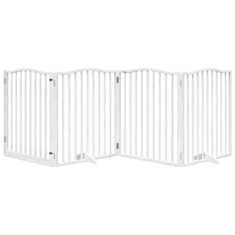 vidaXL Hondenhek inklapbaar met deur 4 panelen 320 cm populierhout wit afbeelding3 - 1