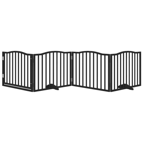 vidaXL Hondenhek met deur opvouwbaar 4 panelen zwart 320 cm populierenhout afbeelding3 - 1