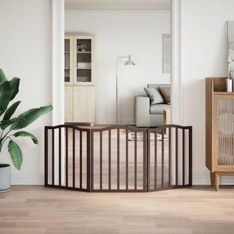 vidaXL Hondenhek inklapbaar 3 panelen 150 cm populierenhout bruin eik afbeelding3 - 1