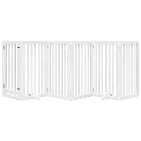 vidaXL Hondenhek inklapbaar met deur 6 panelen 300 cm populierhout wit afbeelding3 - 1
