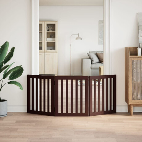 vidaXL Hondenhek inklapbaar 3 panelen 150 cm populierenhout bruin afbeelding3 - 1