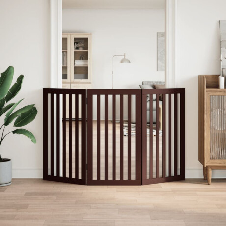 vidaXL Hondenhek inklapbaar 3 panelen 150 cm populierenhout bruin afbeelding3 - 1