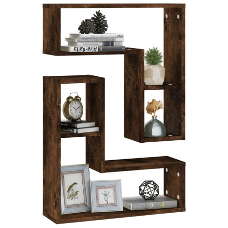 vidaXL Wandschappen 2 st 50x15x50 cm bewerkt hout gerookt eikenkleurig afbeelding3 - 1