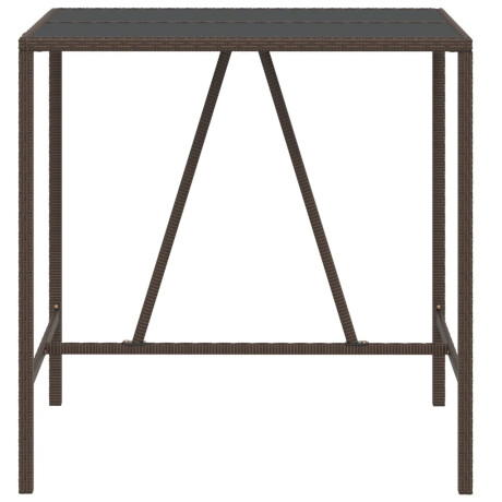 vidaXL Bartafel met glazen blad 110x70x110 cm poly rattan bruin afbeelding3 - 1