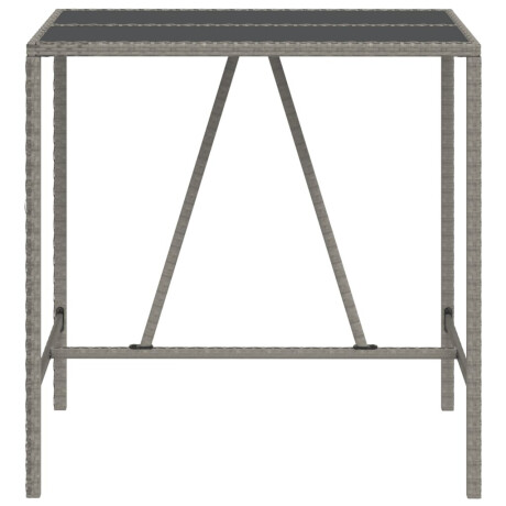 vidaXL Bartafel met glazen blad 110x70x110 cm poly rattan grijs afbeelding3 - 1