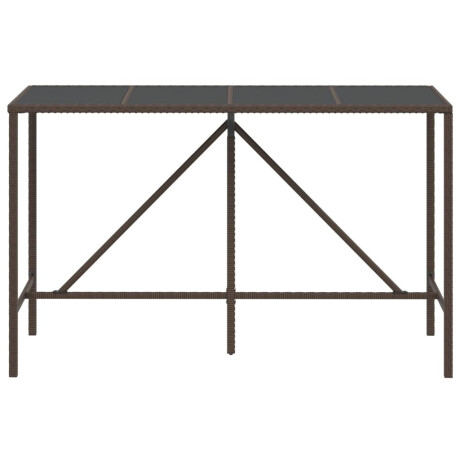 vidaXL Bartafel met glazen blad 180x70x110 cm poly rattan bruin afbeelding3 - 1