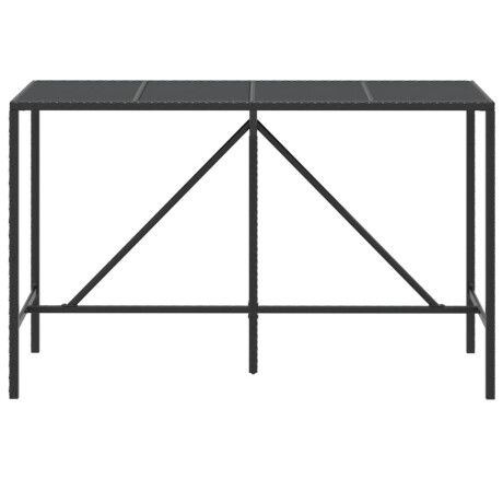 vidaXL Bartafel met glazen blad 180x70x110 cm poly rattan zwart afbeelding3 - 1