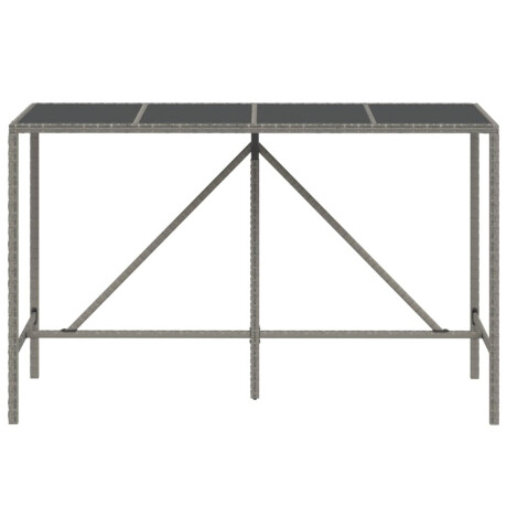 vidaXL Bartafel met glazen blad 180x70x110 cm poly rattan grijs afbeelding3 - 1