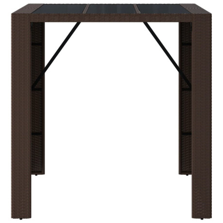 vidaXL Bartafel met glazen blad 105x80x110 cm poly rattan bruin afbeelding3 - 1
