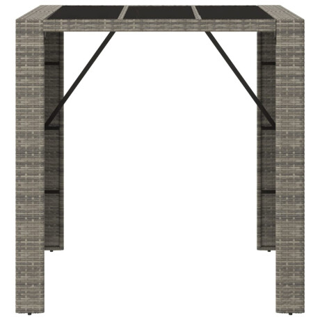 vidaXL Bartafel met glazen blad 105x80x110 cm poly rattan grijs afbeelding3 - 1