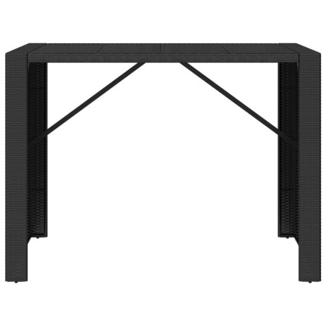 vidaXL Bartafel met glazen blad 145x80x110 cm poly rattan zwart afbeelding3 - 1