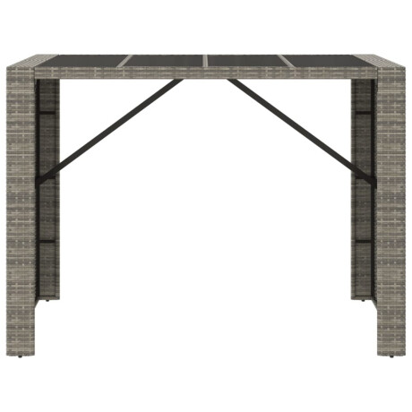 vidaXL Bartafel met glazen blad 145x80x110 cm poly rattan grijs afbeelding3 - 1
