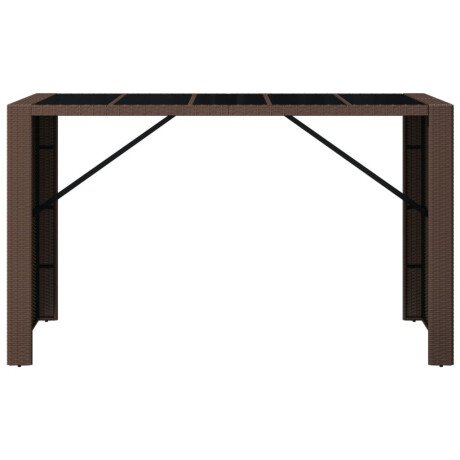 vidaXL Bartafel met glazen blad 185x80x110 cm poly rattan bruin afbeelding3 - 1