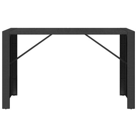 vidaXL Bartafel met glazen blad 185x80x110 cm poly rattan zwart afbeelding3 - 1