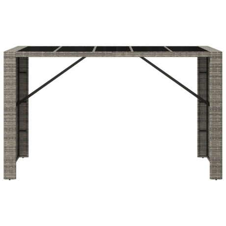 vidaXL Bartafel met glazen blad 185x80x110 cm poly rattan grijs afbeelding3 - 1
