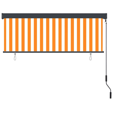 vidaXL Buiten Rolgordijn Gestreept Oranje en wit 180 x 250 cm Stof afbeelding3 - 1