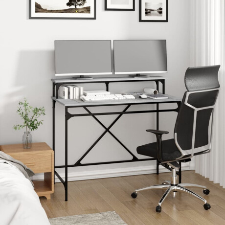 vidaXL Bureau 100x50x90 cm bewerkt hout en ijzer grijs sonoma eiken afbeelding3 - 1
