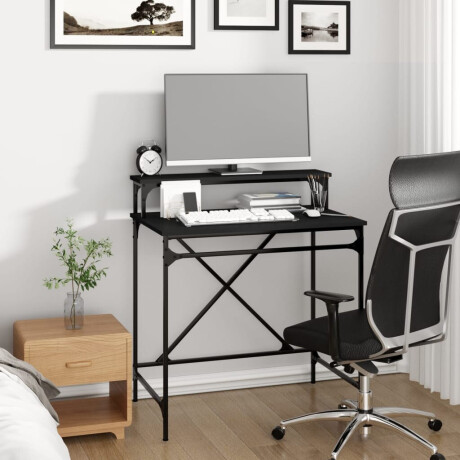 vidaXL Bureau 80x50x90 cm bewerkt hout en ijzer zwart afbeelding3 - 1