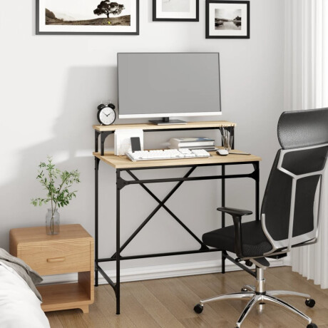 vidaXL Bureau 80x50x90 cm bewerkt hout en ijzer sonoma eikenkleurig afbeelding3 - 1