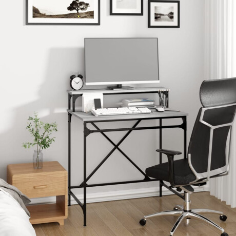 vidaXL Bureau 80x50x90 cm bewerkt hout en ijzer grijs sonoma eiken afbeelding3 - 1