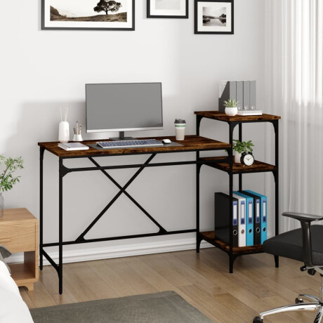 vidaXL Bureau 135x50x90 cm bewerkt hout en ijzer gerookt eikenkleurig afbeelding3 - 1